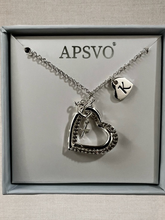 APSVO Jewelry - Lot of 3 APSVO Silver Heart Initial Cross Necklaces Letter K